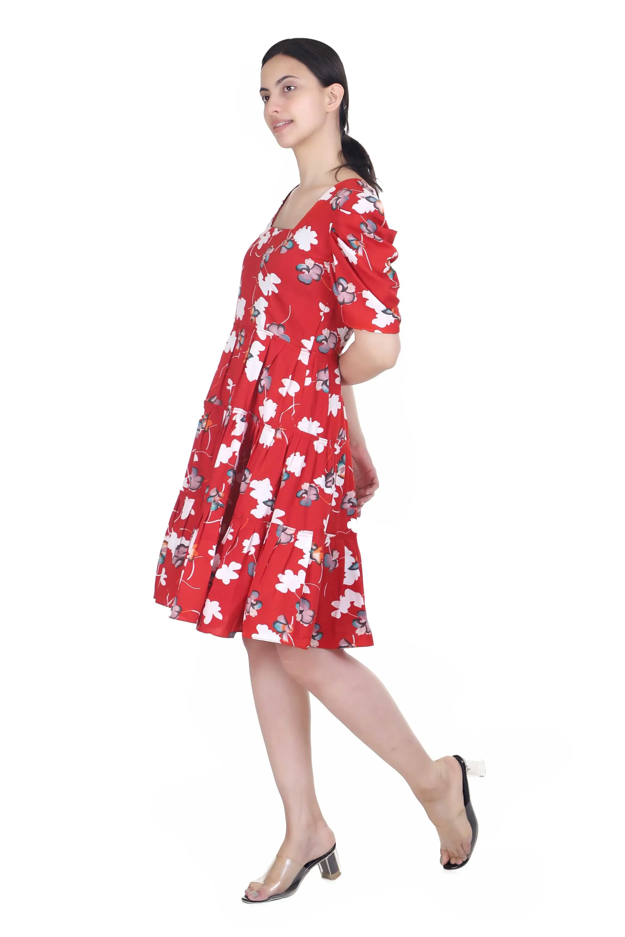 RED ANGEL SKATER DRESS FOR WOMEN