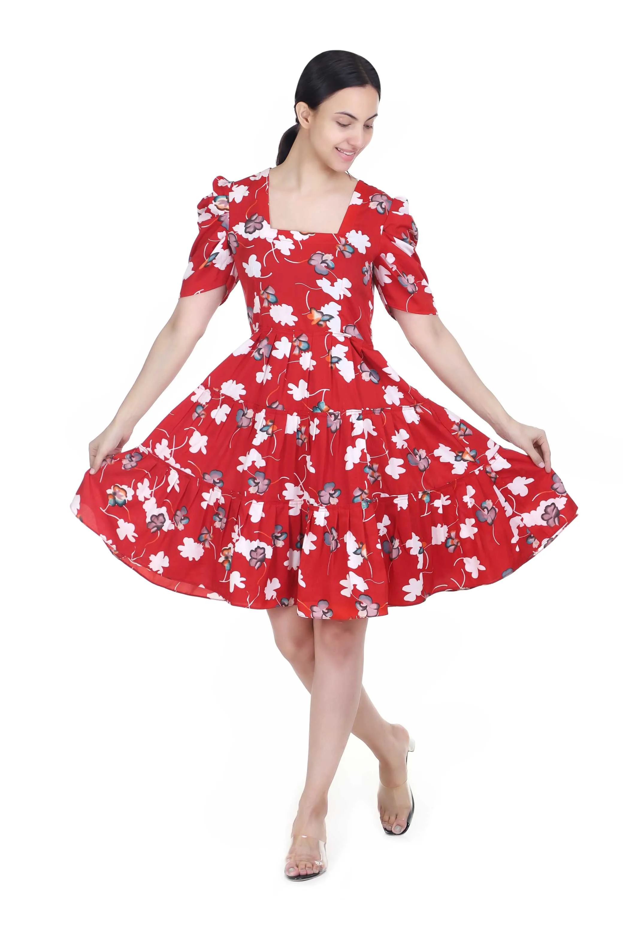 RED ANGEL SKATER DRESS FOR WOMEN