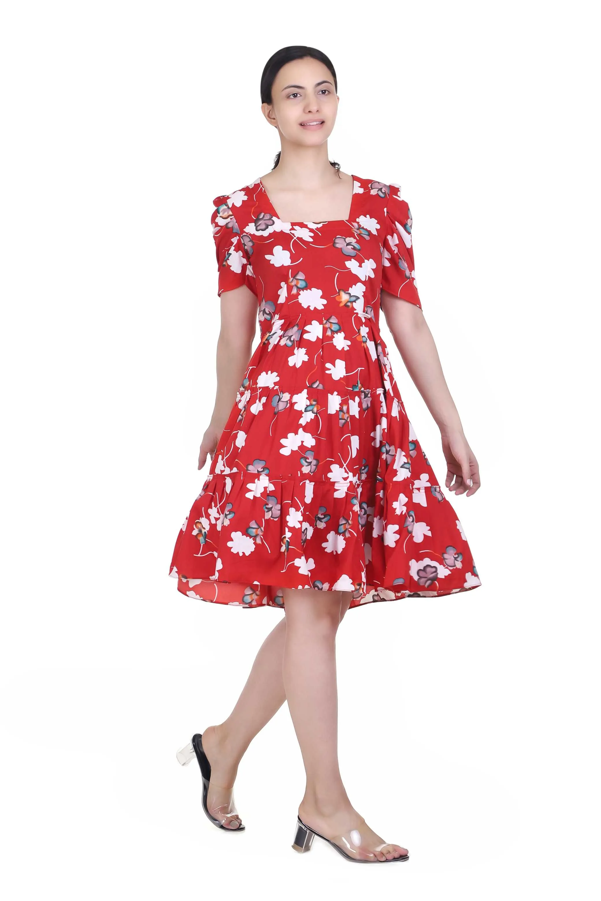 RED ANGEL SKATER DRESS FOR WOMEN