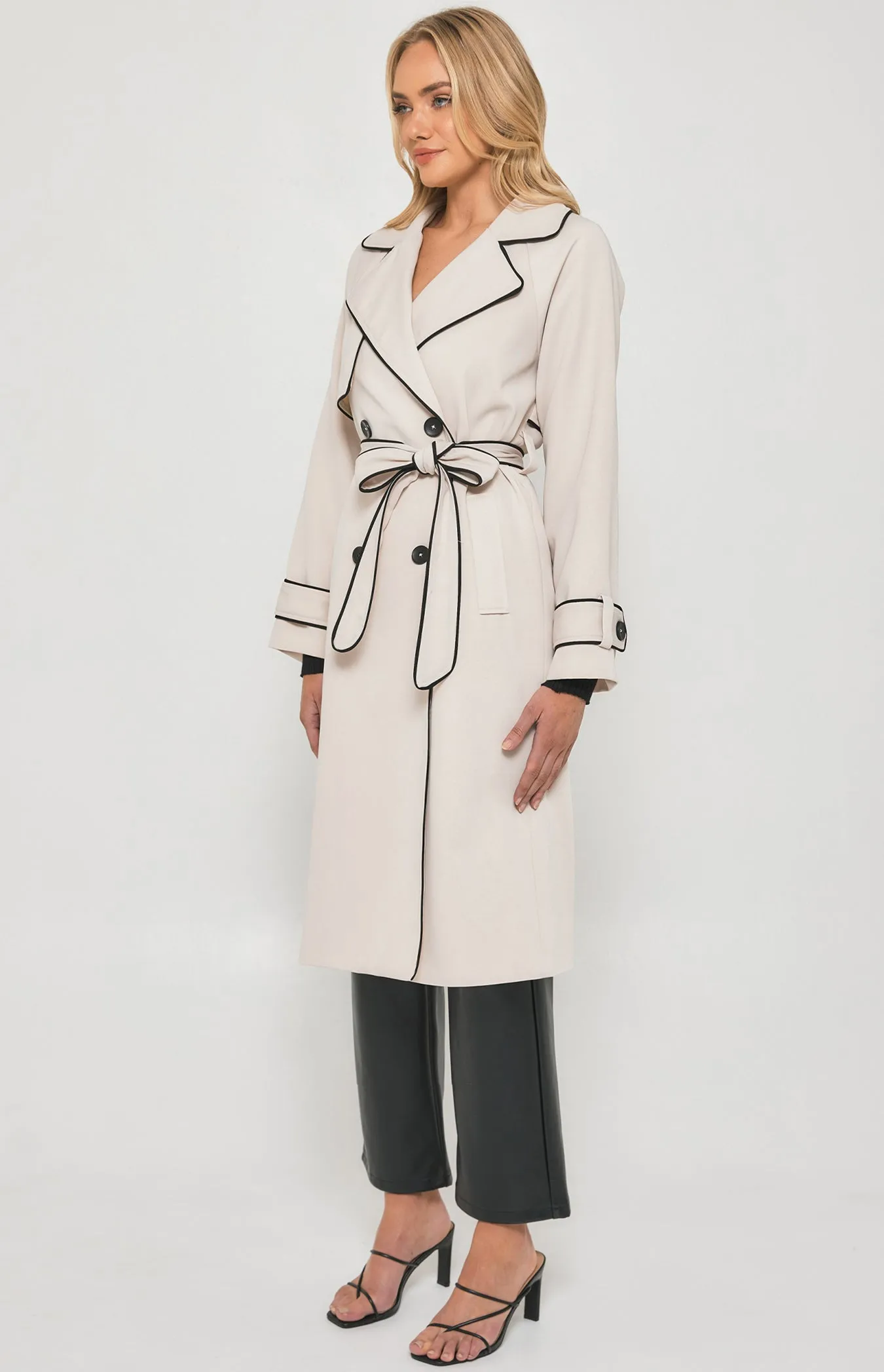 Riviera Double Breasted Trench Coat - Beige