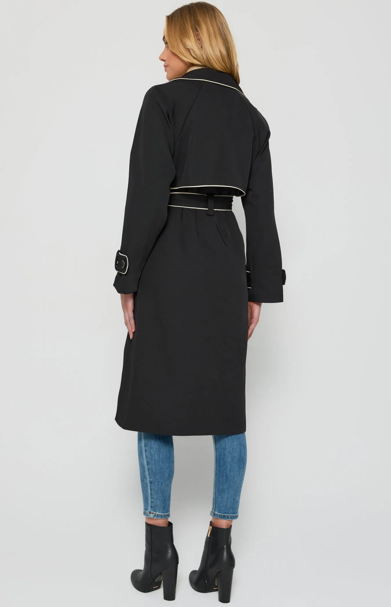 Riviera Double Breasted Trench Coat - Black