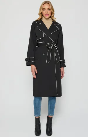 Riviera Double Breasted Trench Coat - Black