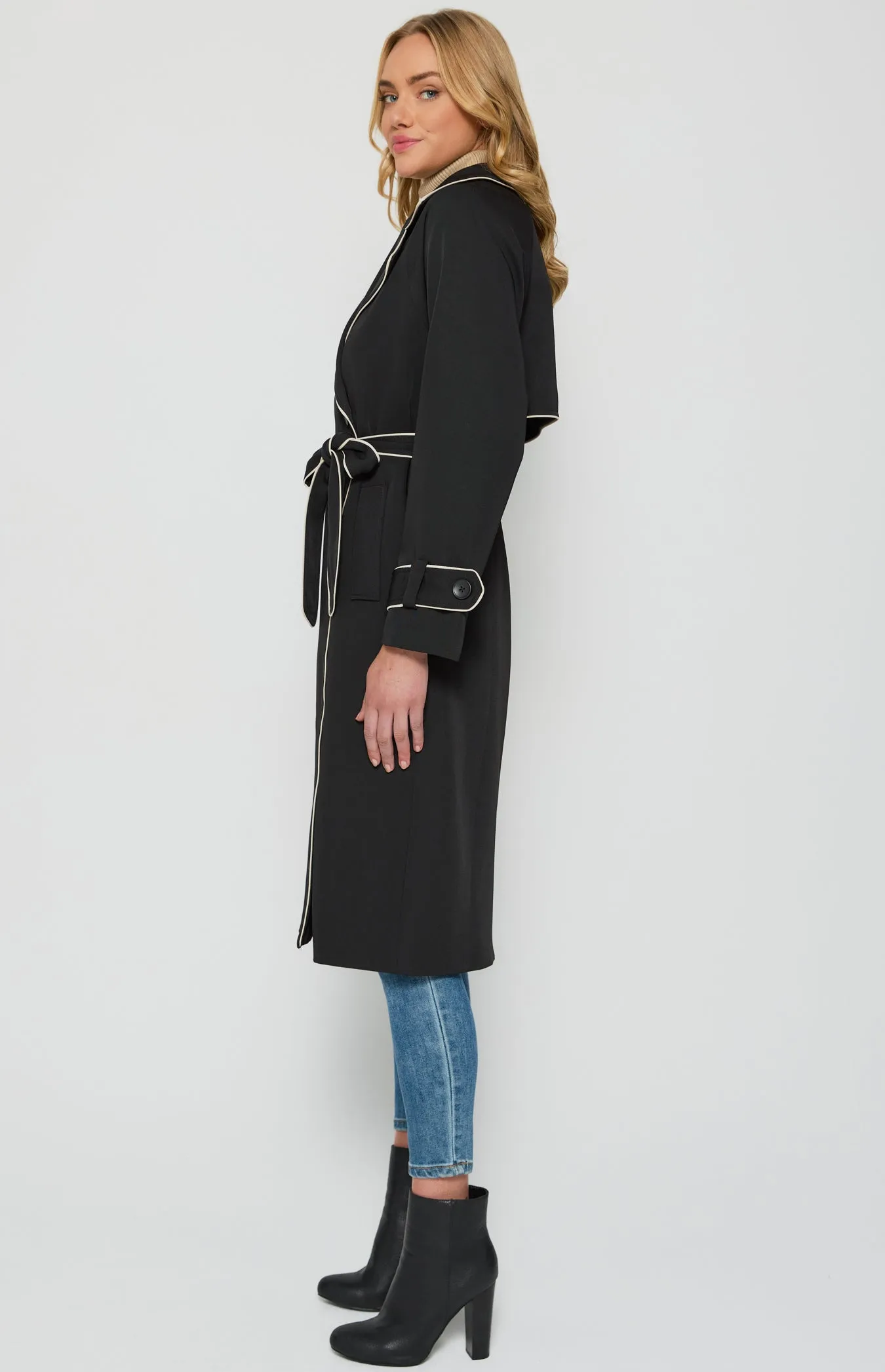 Riviera Double Breasted Trench Coat - Black