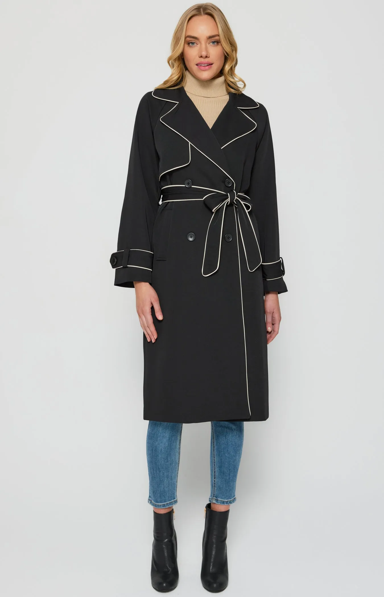 Riviera Double Breasted Trench Coat - Black