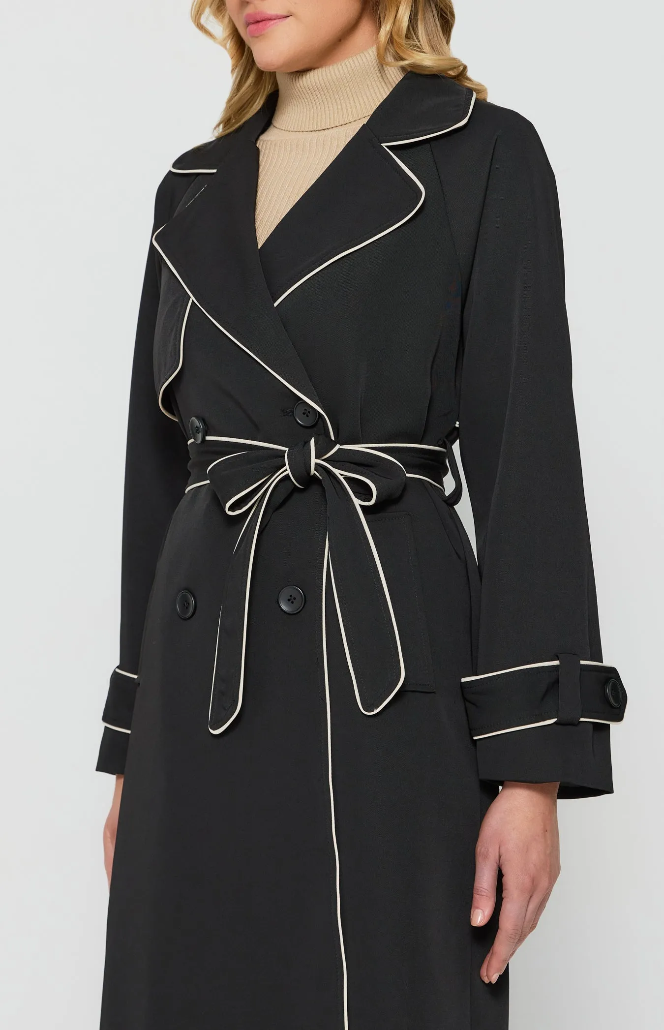 Riviera Double Breasted Trench Coat - Black