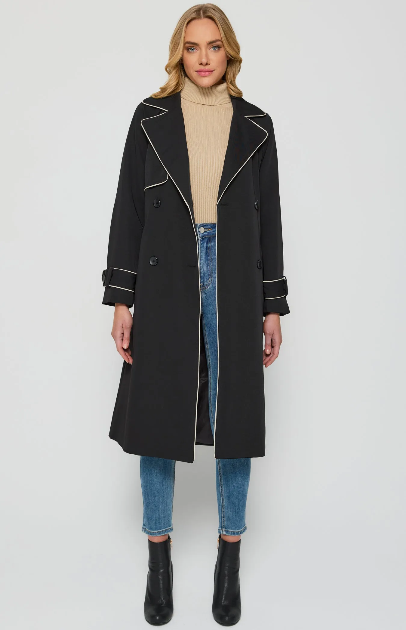 Riviera Double Breasted Trench Coat - Black
