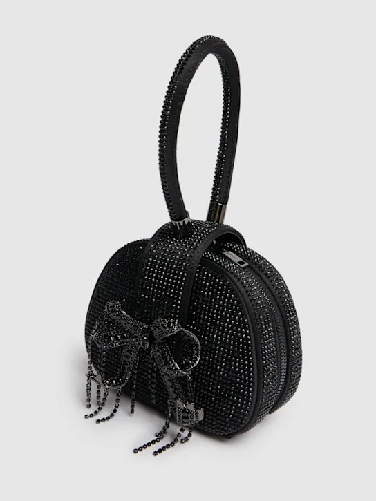 Self-portrait   Micro rhinestone satin top handle bag 