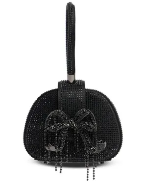 Self-portrait   Micro rhinestone satin top handle bag 