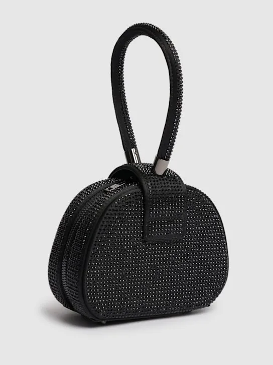 Self-portrait   Micro rhinestone satin top handle bag 