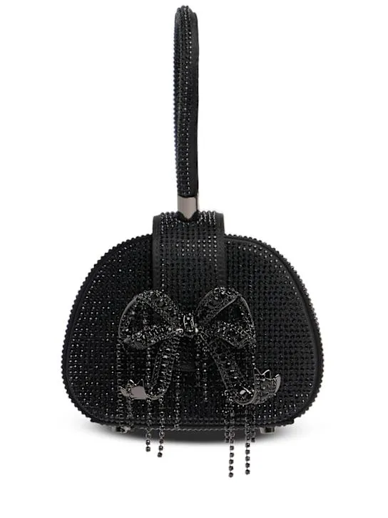 Self-portrait   Micro rhinestone satin top handle bag 