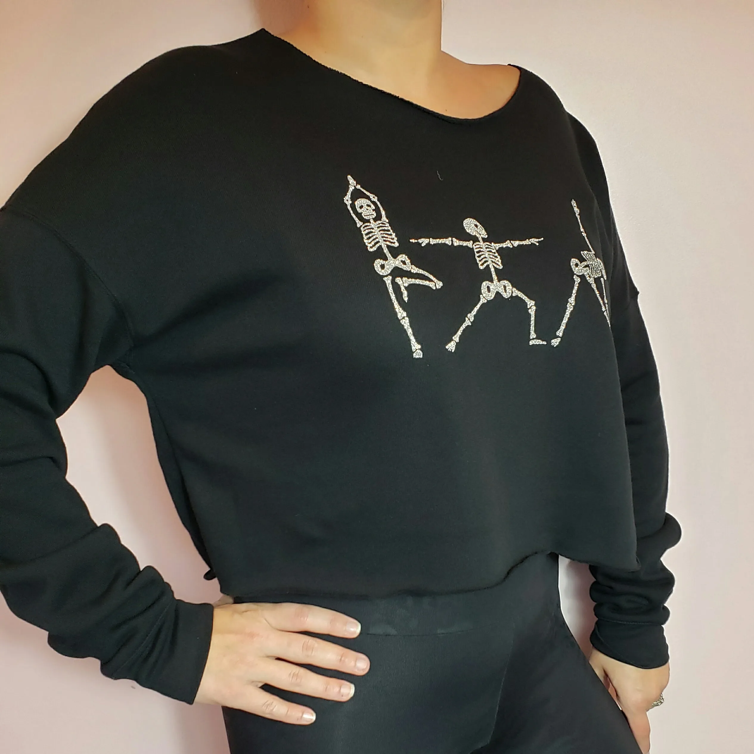 Skeleton Yoga Cropped Sweatshirt