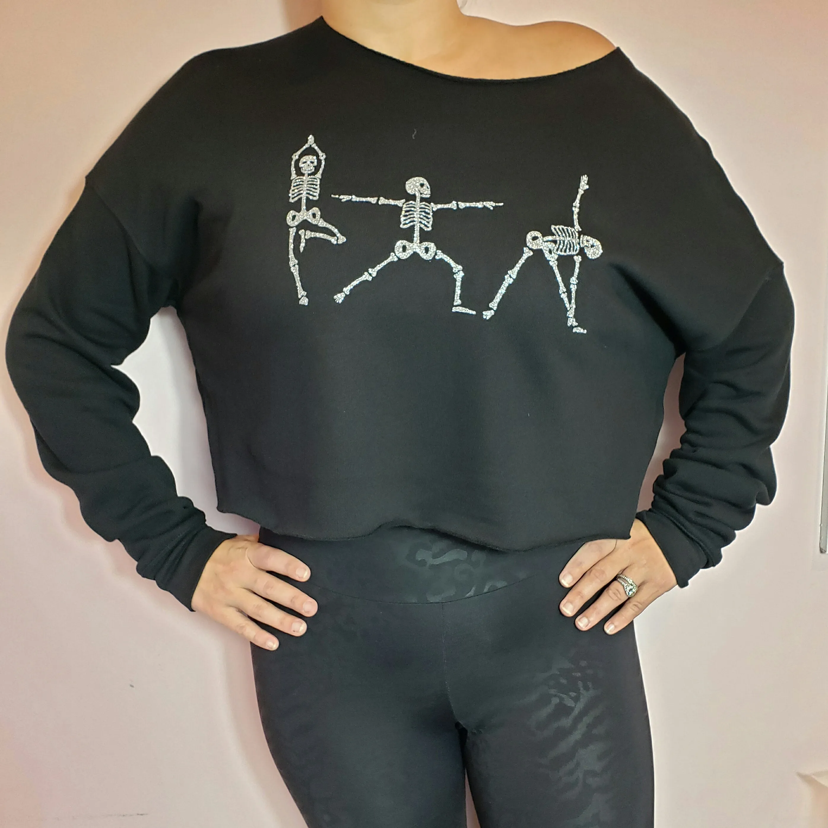 Skeleton Yoga Cropped Sweatshirt