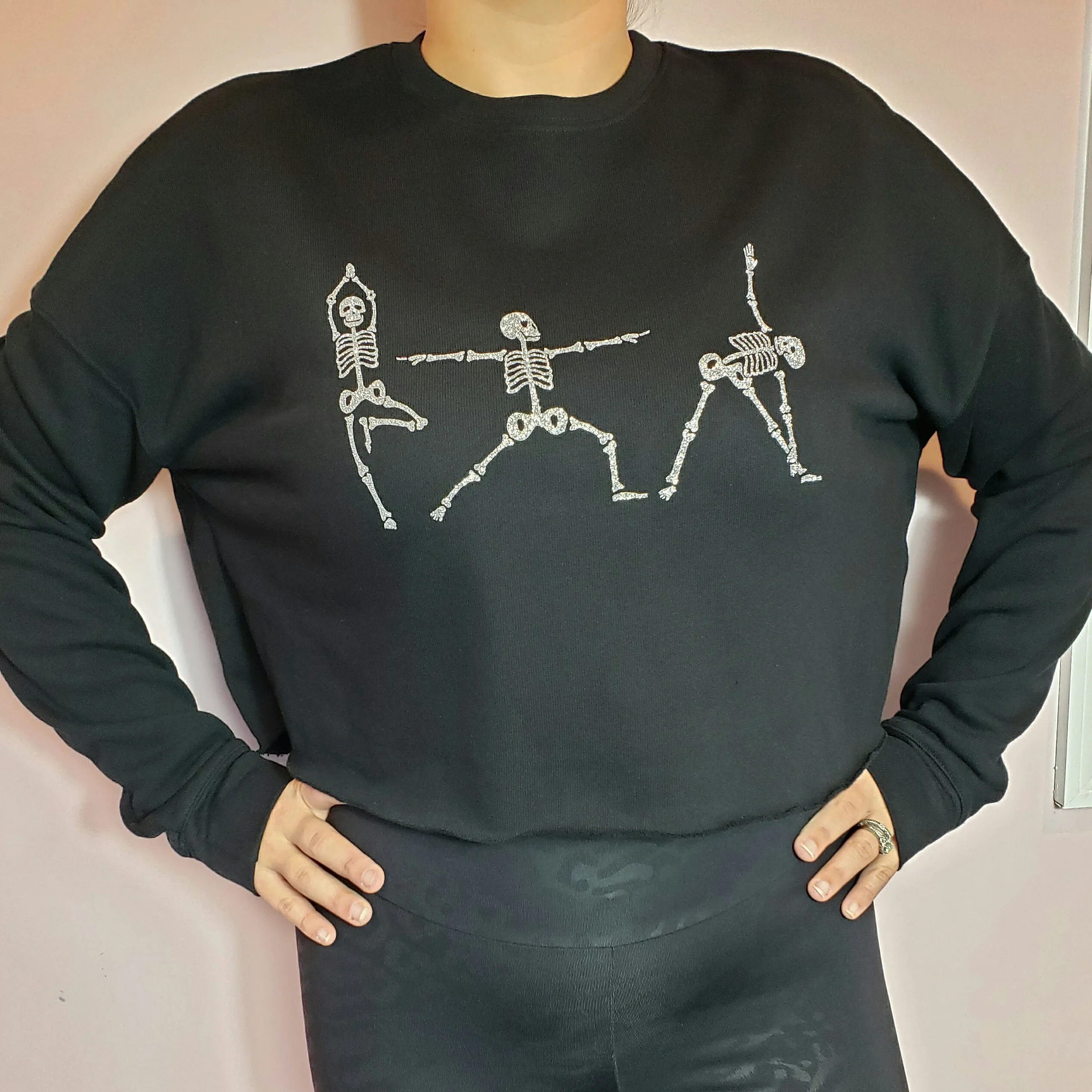 Skeleton Yoga Cropped Sweatshirt