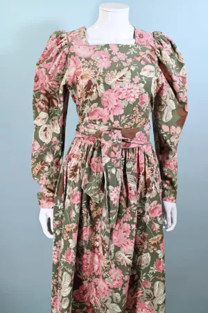 SOLD Vintage Laura Ashley Floral Print Corduroy Dress M
