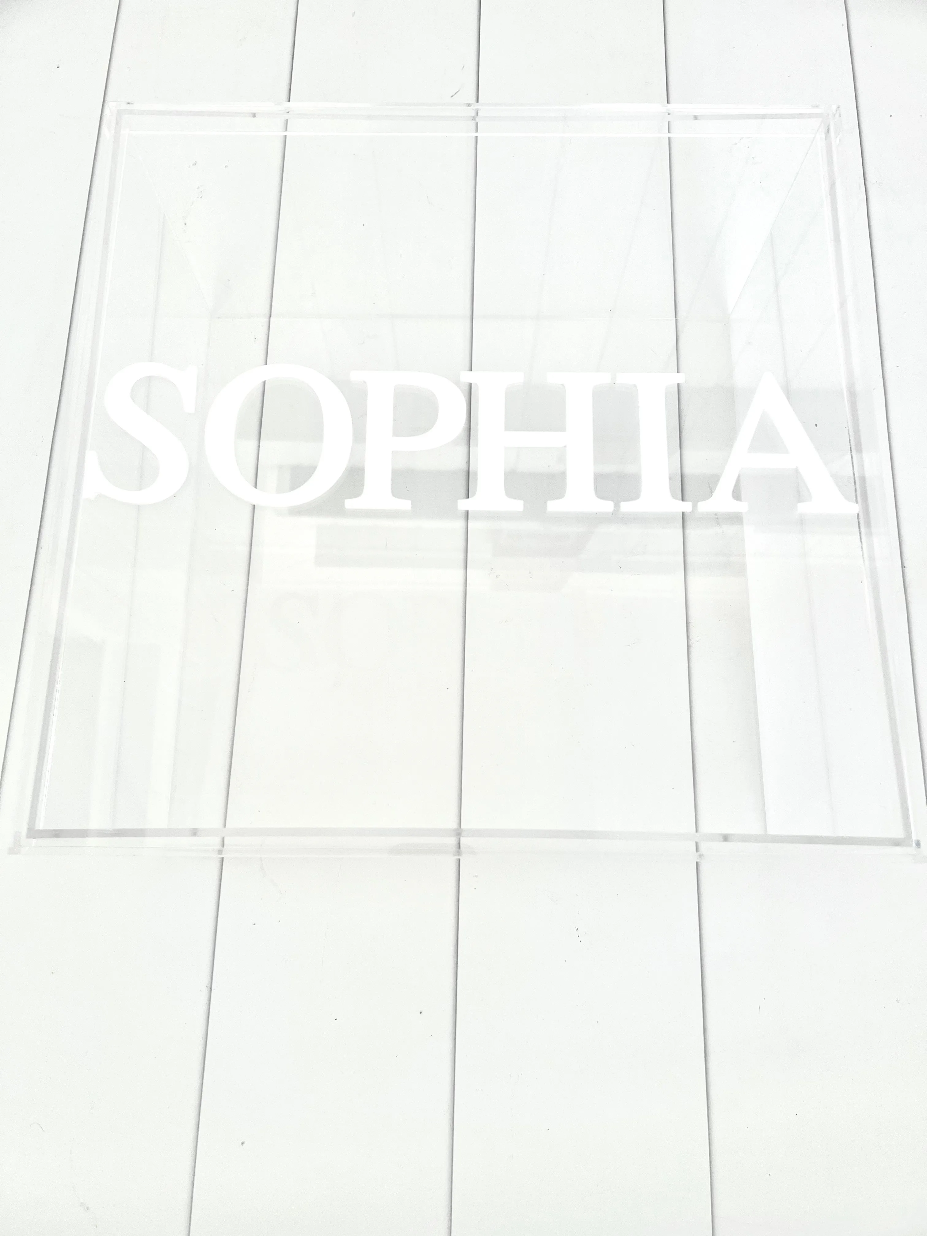 SQUARE CLEAR ACRYLIC BOX - with acrylic personalisation