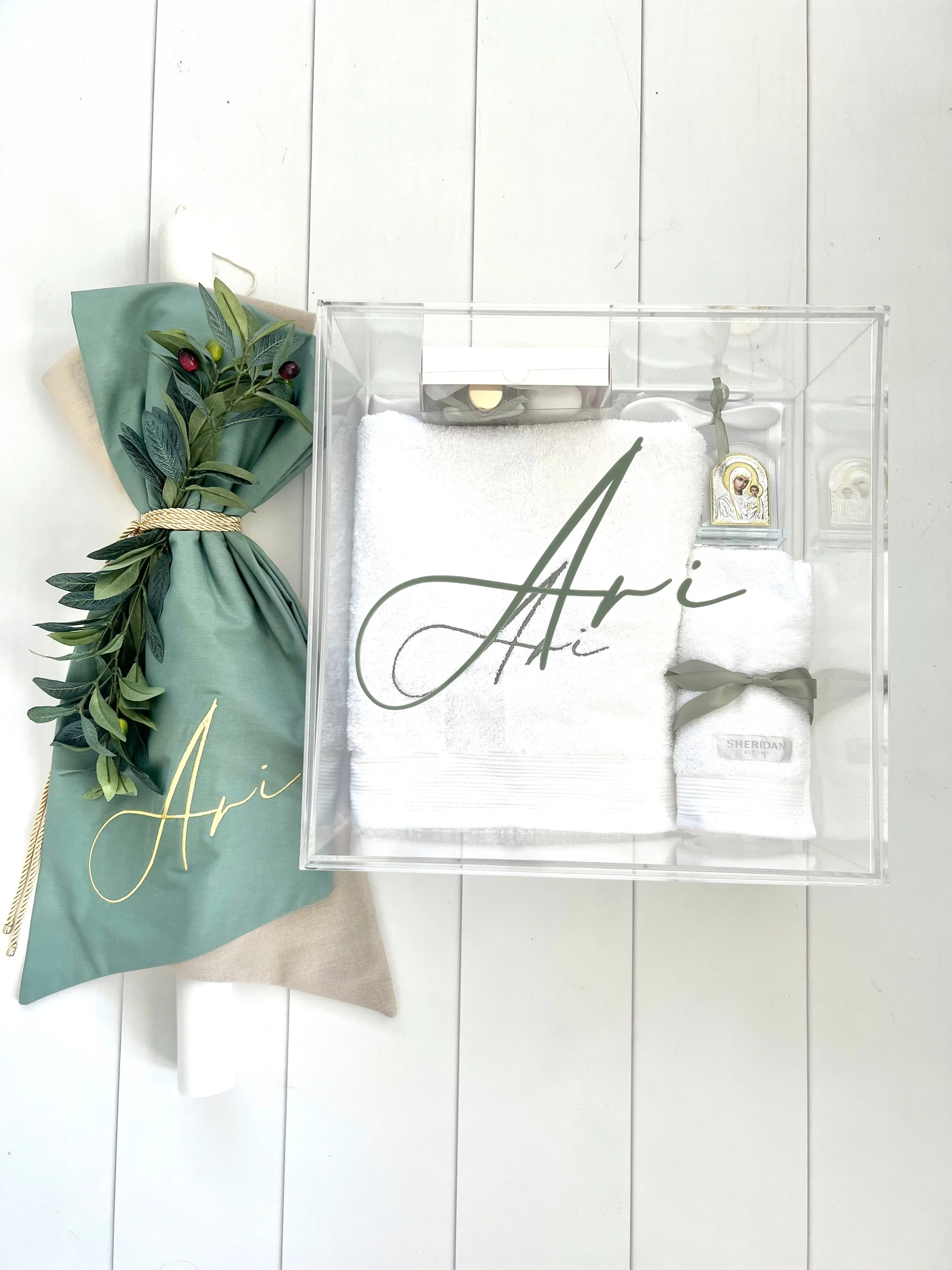 SQUARE CLEAR ACRYLIC BOX - with acrylic personalisation