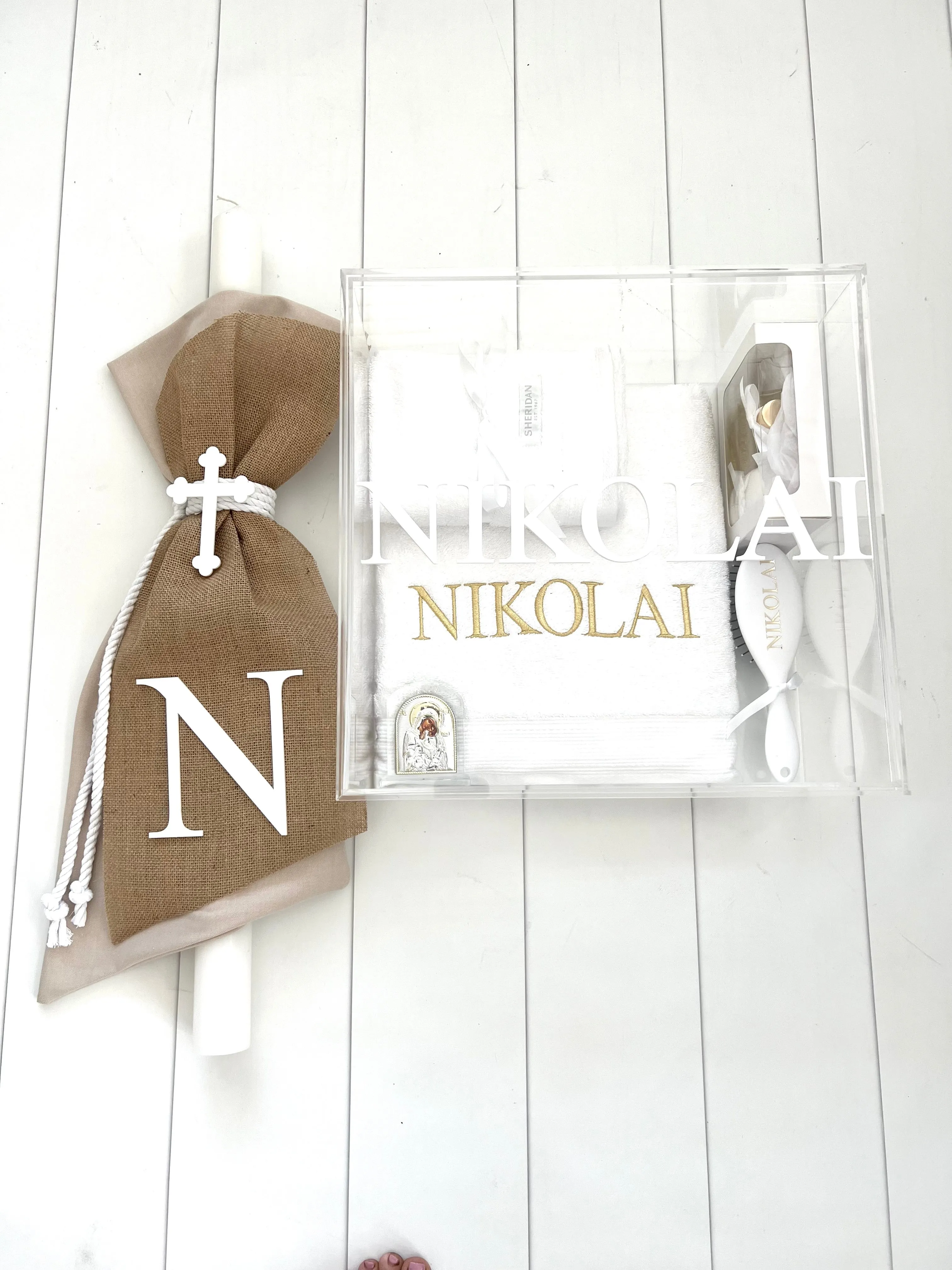 SQUARE CLEAR ACRYLIC BOX - with acrylic personalisation