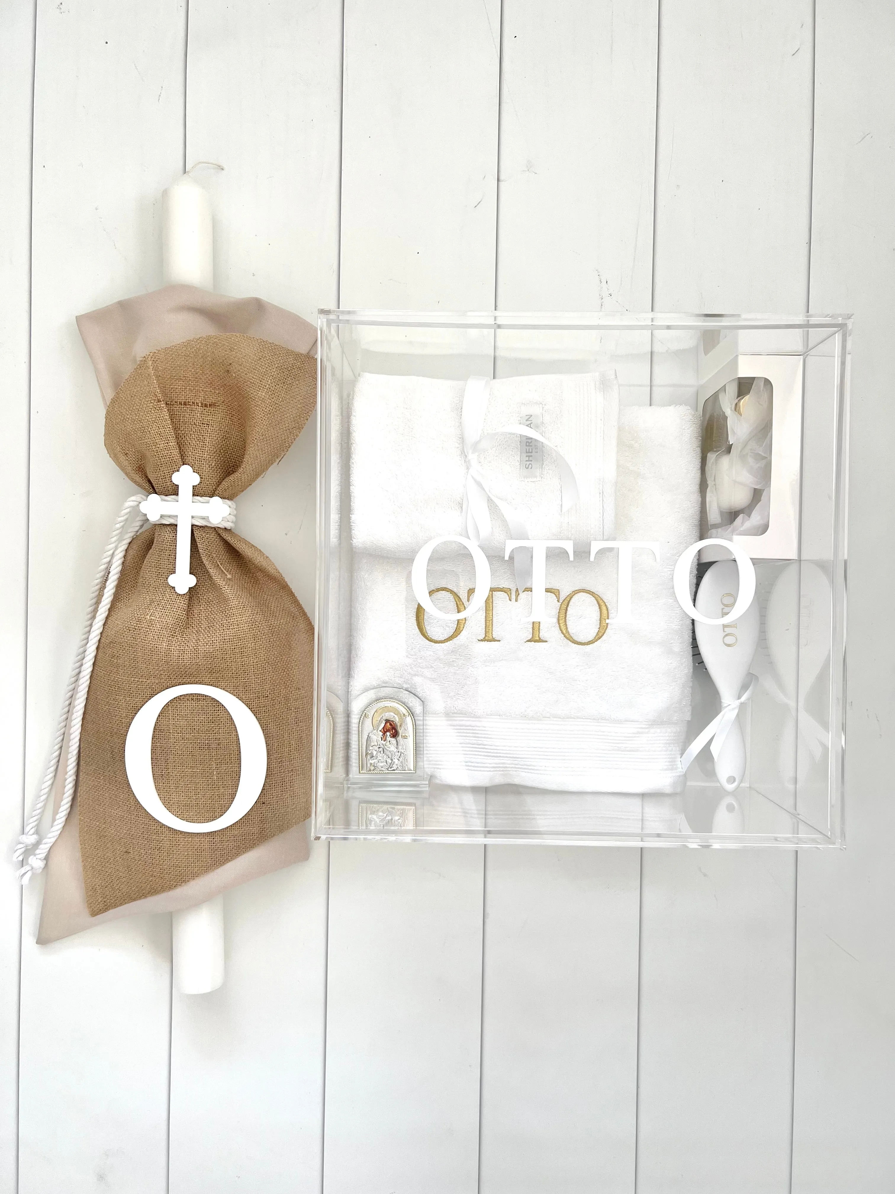SQUARE CLEAR ACRYLIC BOX - with acrylic personalisation