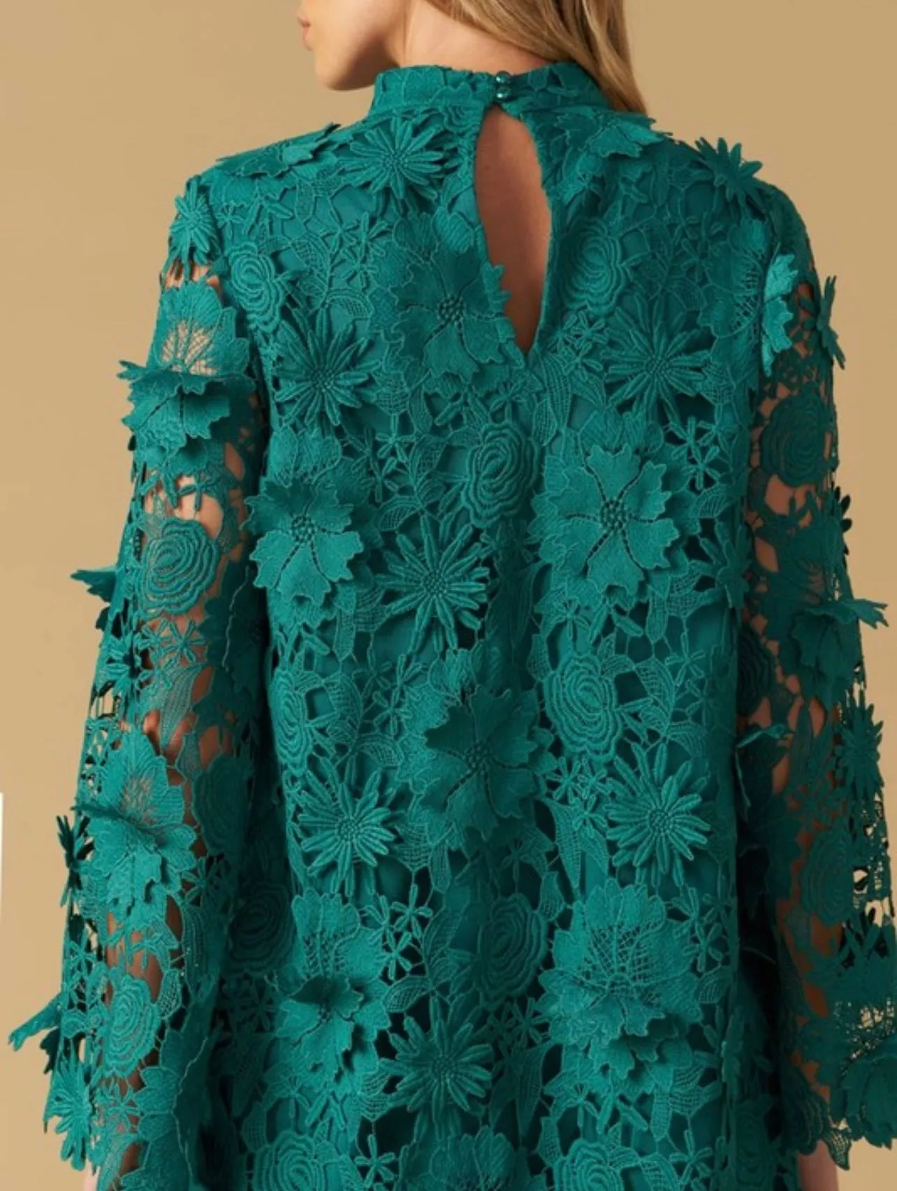 Teal Lace Mini Dress