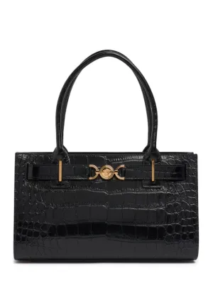 Versace   Medium croc embossed leather tote bag 