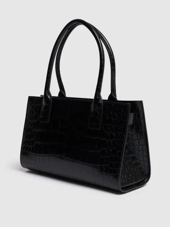 Versace   Medium croc embossed leather tote bag 