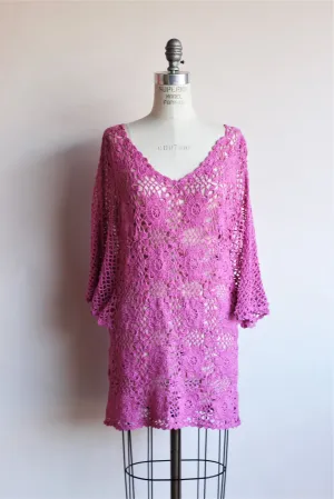 Vintage 1980s Pink Crochet Blouse