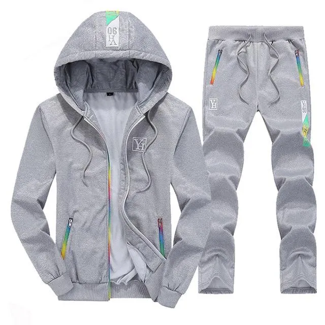 Winter Tracksuit Men Set Sporting Two Pieces Sweatsuit Mens Clothes Printed Thick Hooded Hoodies Jacket   Pants Track Suit Male