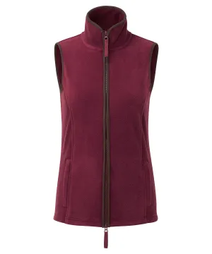 Womens artisan fleece gilet | Burgundy/Brown